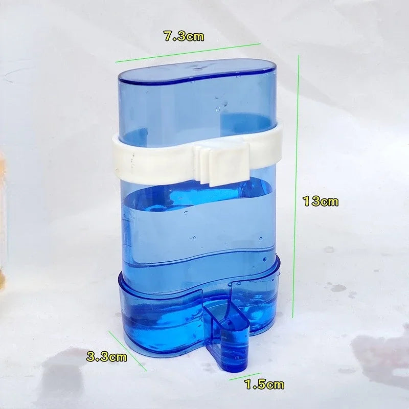 Snugll blue plastic automatic bird feeder with white clip and compact design