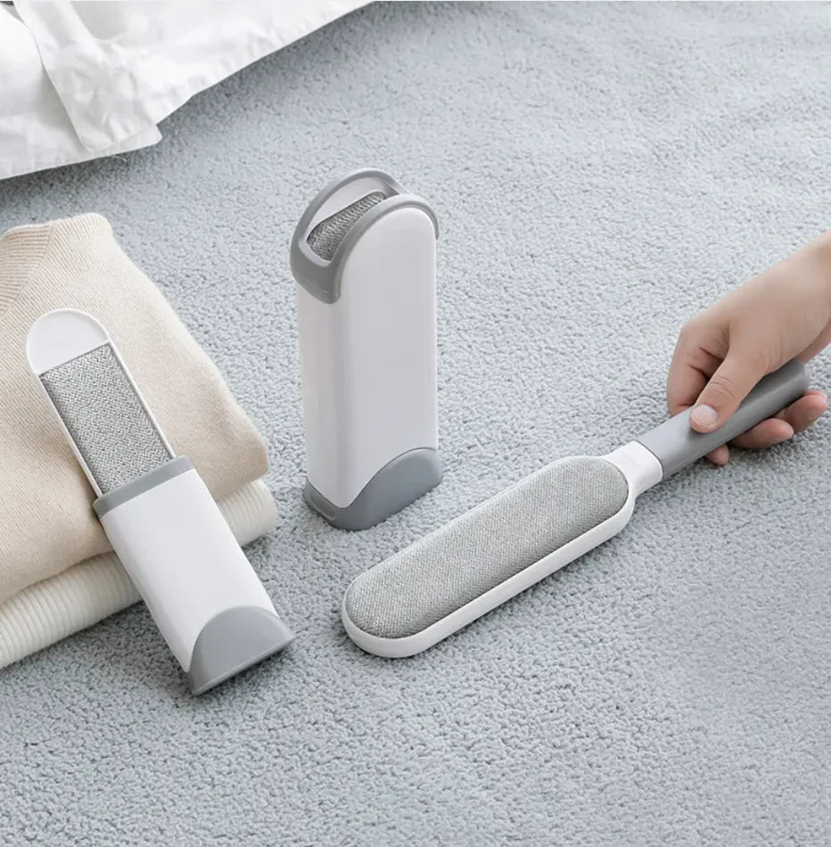 Snugll electrostatic pet hair remover set with handheld and standing brushes for removing pet hair from fabrics