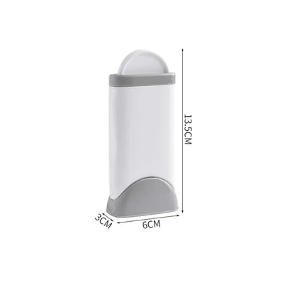 Snugll electrostatic pet hair remover in white and gray with compact design and measurements