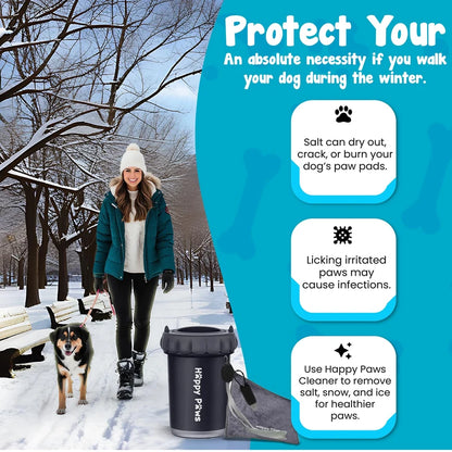 Pet paw cleaner cup Happy Paws for removing salt snow and ice from dog paws during winter walks
