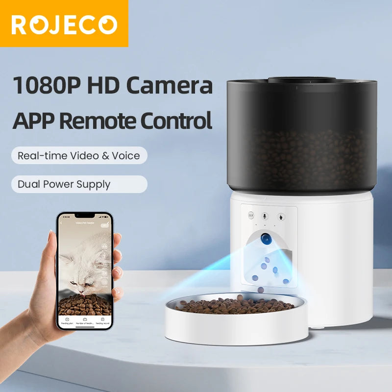Snugll automatic dog feeder with camera featuring 1080P HD, app remote control, and real-time video and voice
