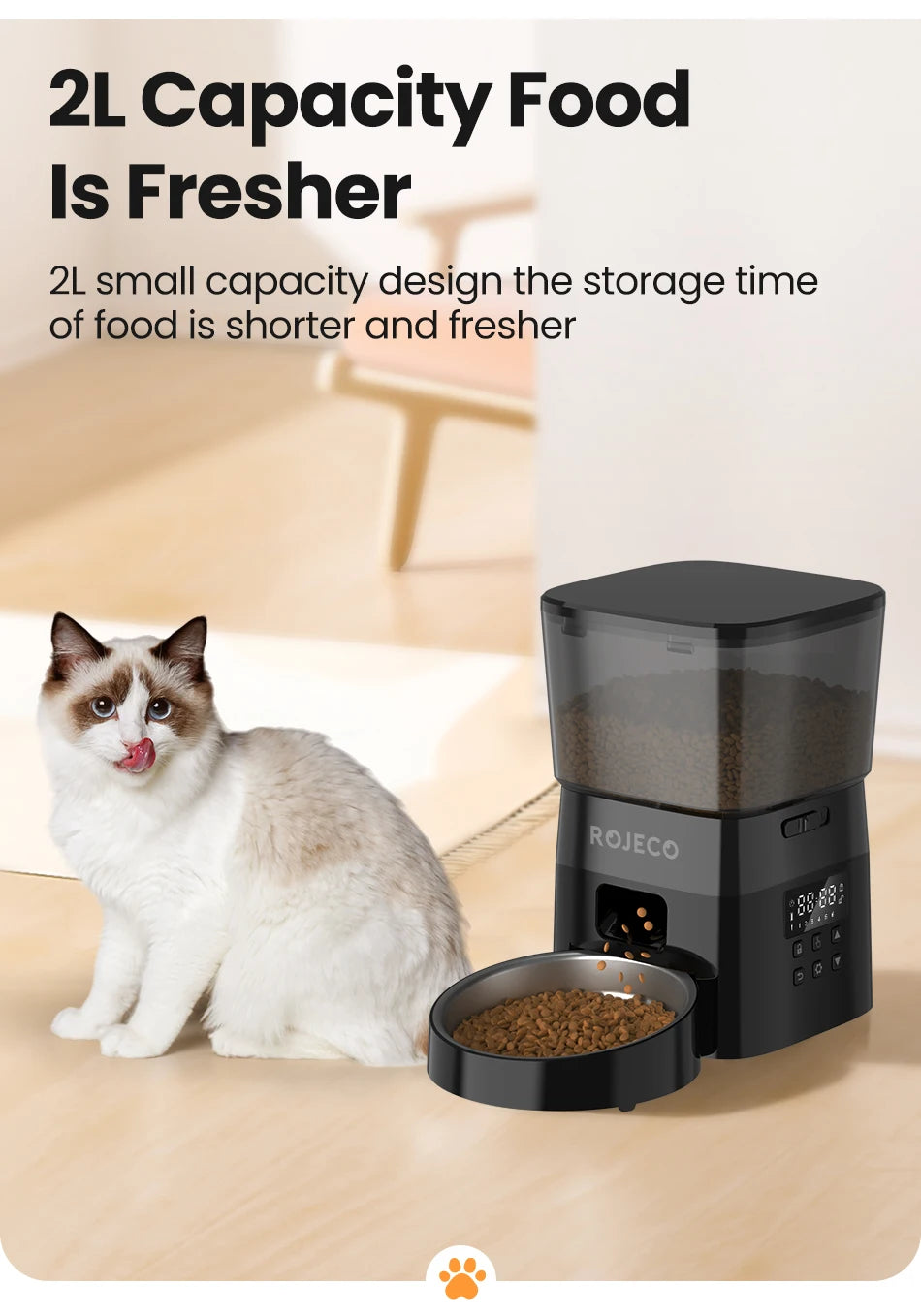 Snugll timed dog feeder with portion control 2L capacity keeping pet food fresh and measured