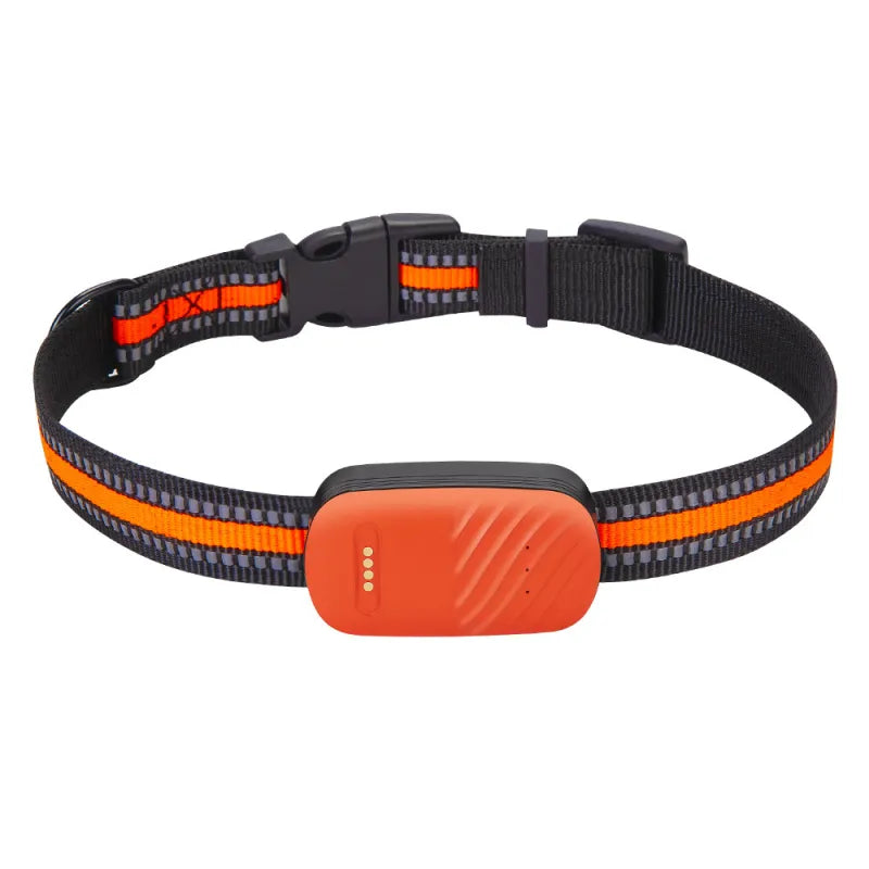 Snugll waterproof GPS pet tracker with adjustable black and orange collar for pets