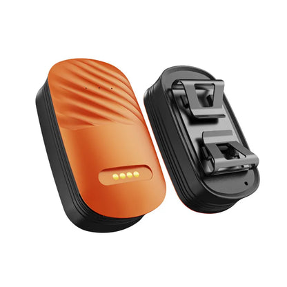 Snugll waterproof GPS pet tracker in orange and black with clip attachment for pets